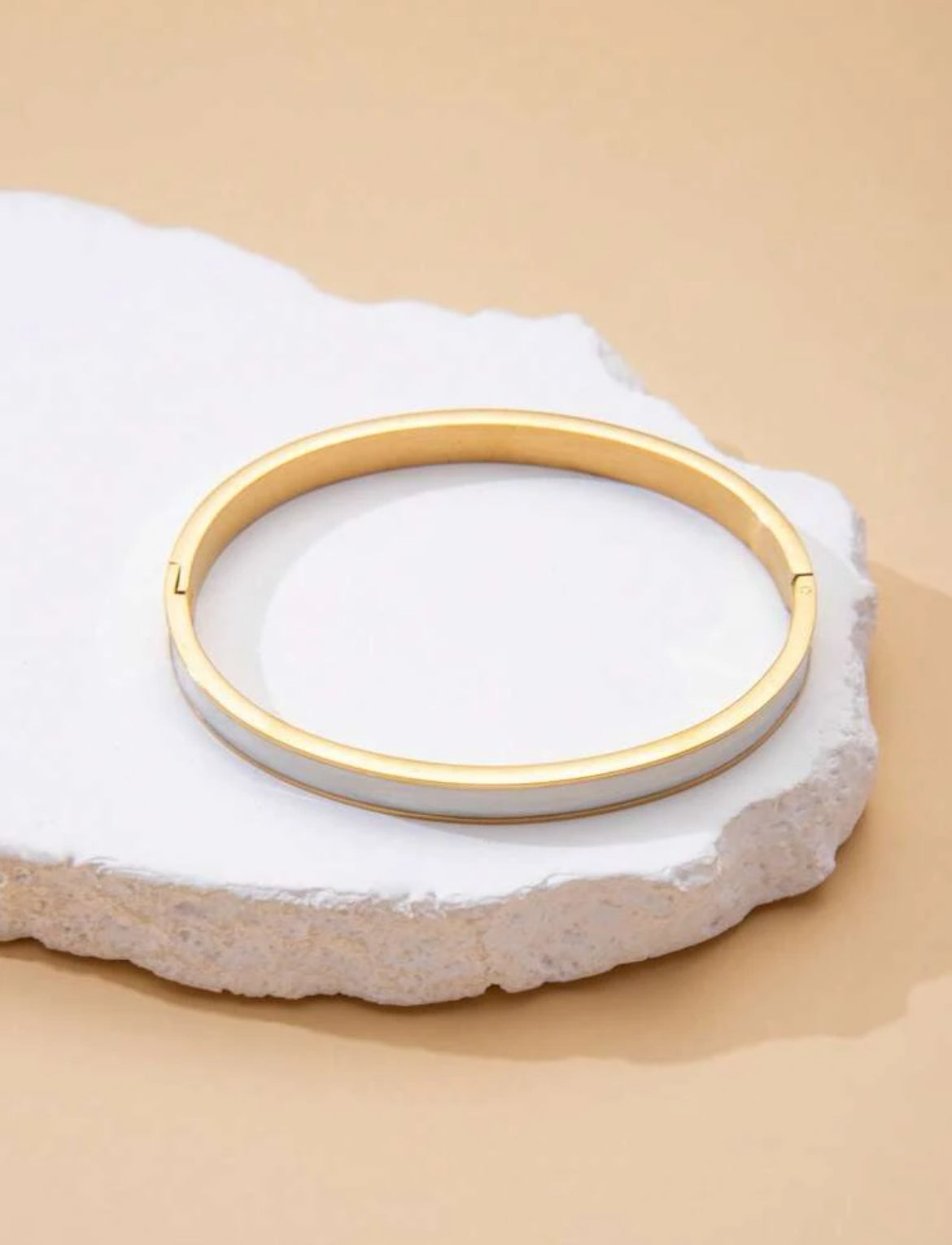 Geometric Marble Pink Bangle – 18K Gold Plated Cuff Bracelet with Glitter