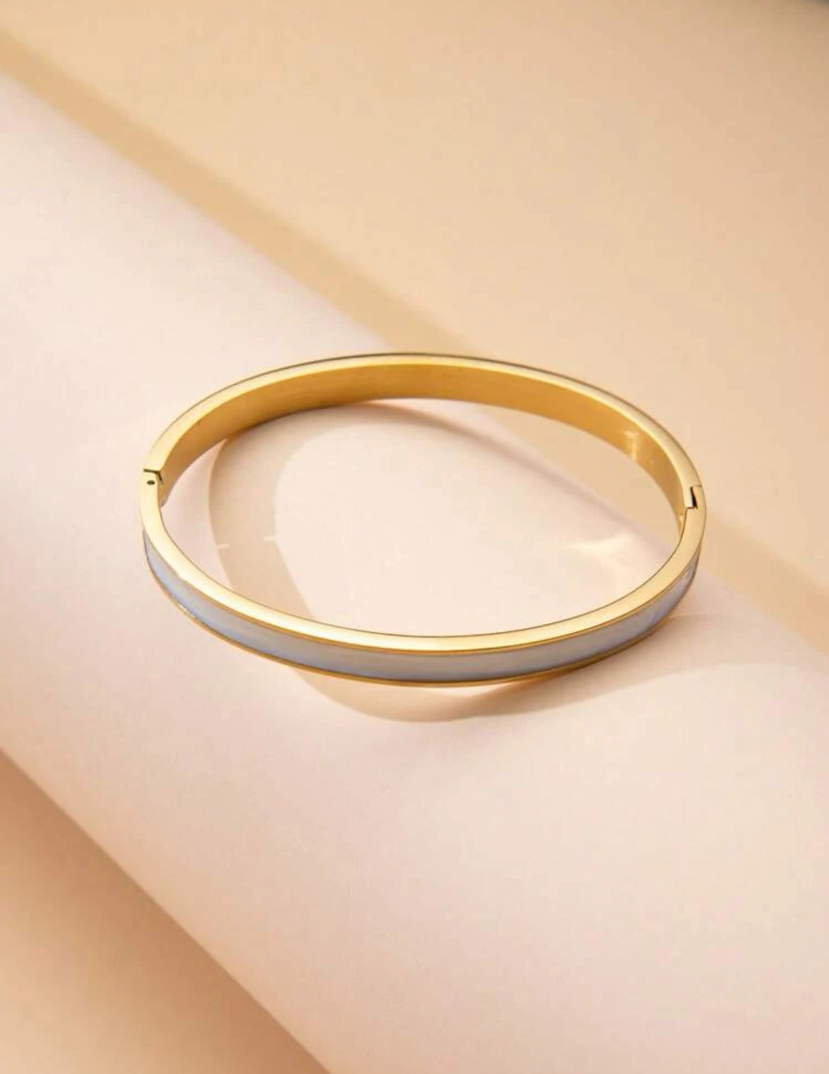 Geometric Marble Pink Bangle – 18K Gold Plated Cuff Bracelet with Glitter