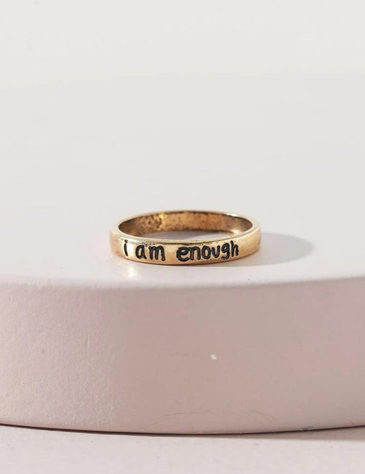 I Am Enough Engraved Ring – Vintage Bronze Statement Love Accessory