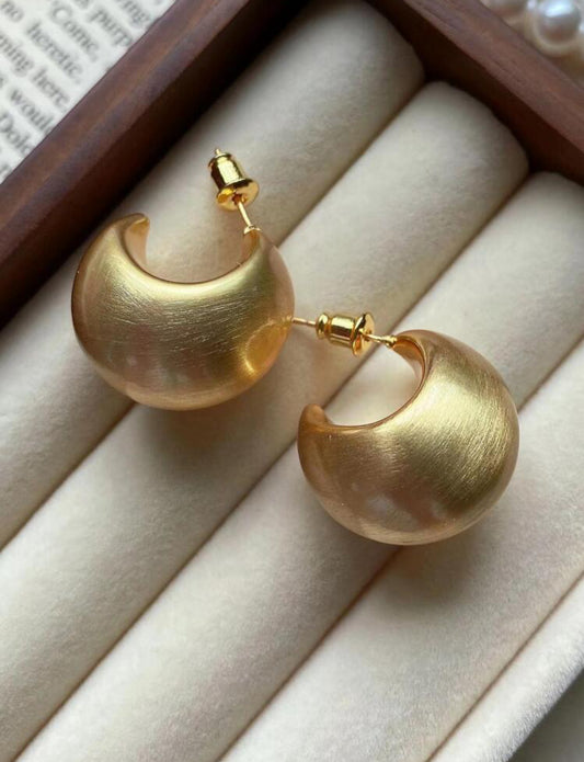 Matte Half Moon Earrings – Vintage-Inspired Mini Hoop Earrings