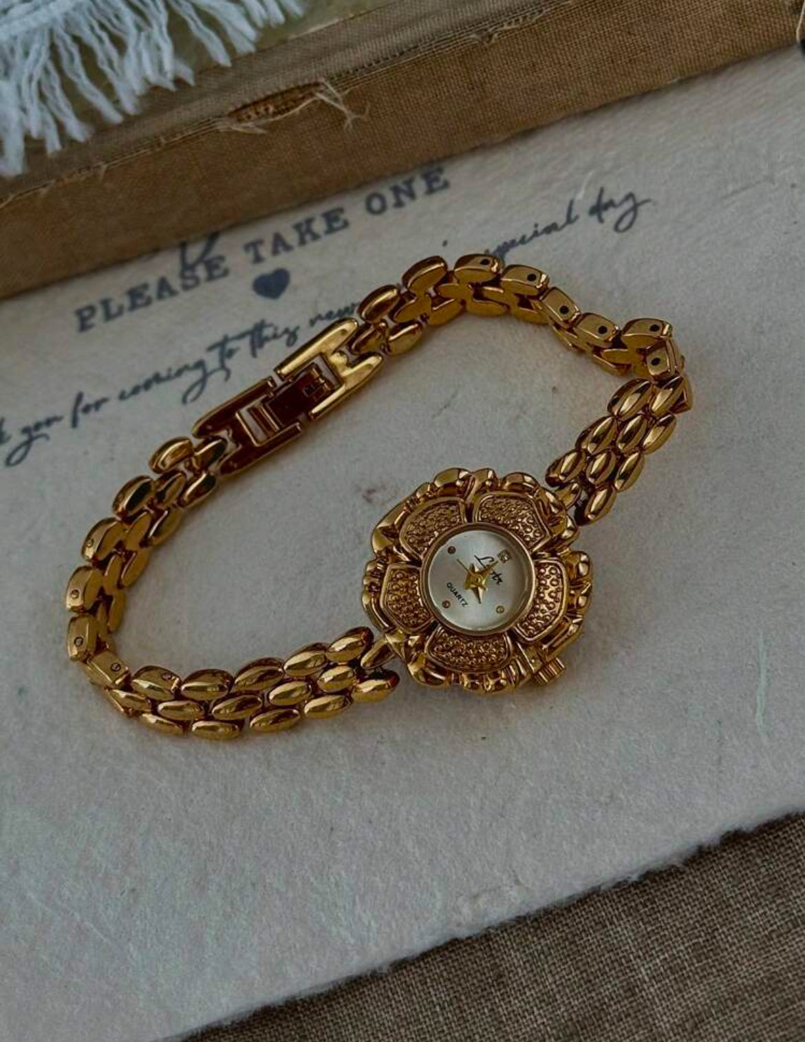 French Style Gold Floral Watch - Elegant & Timeless