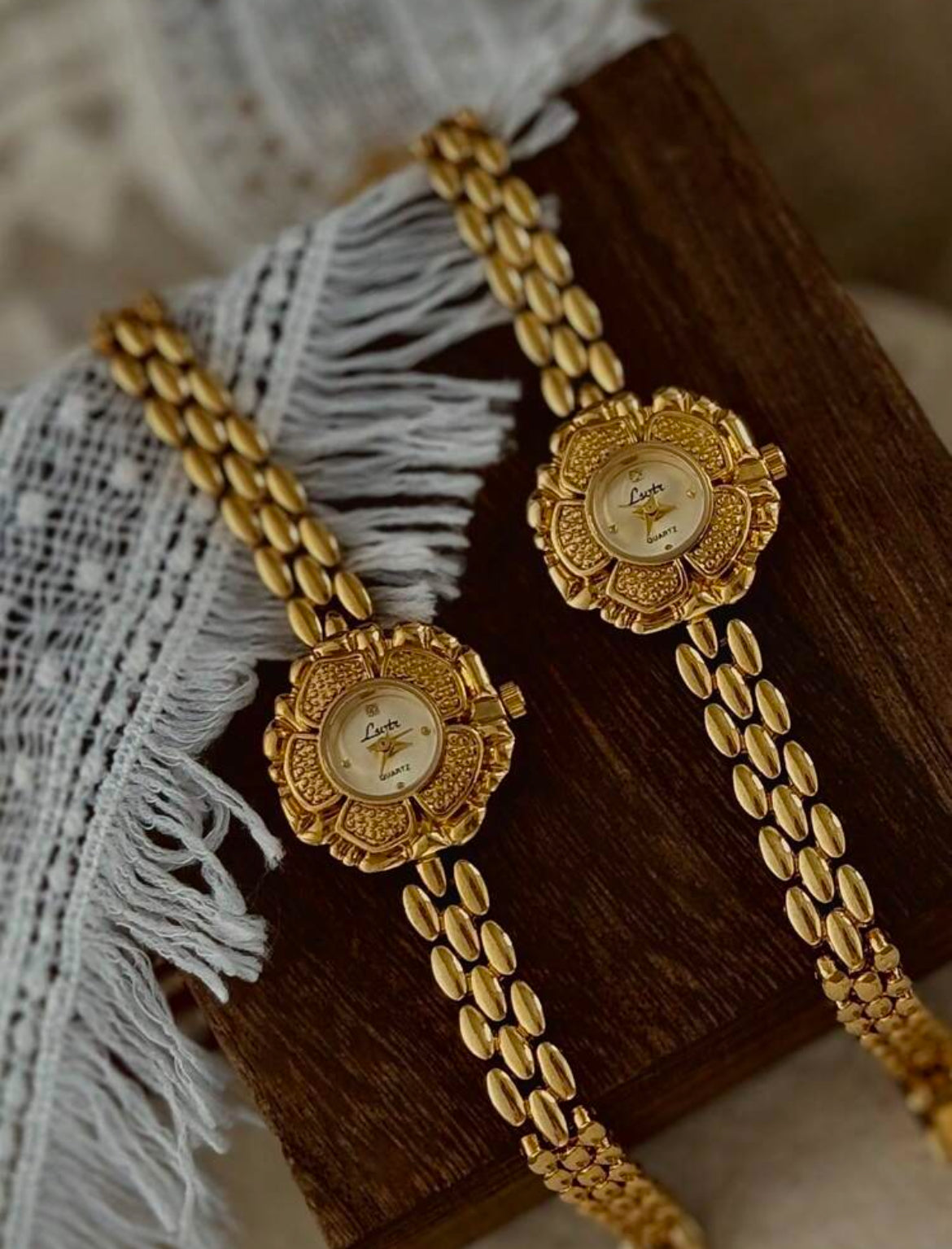 French Style Gold Floral Watch - Elegant & Timeless