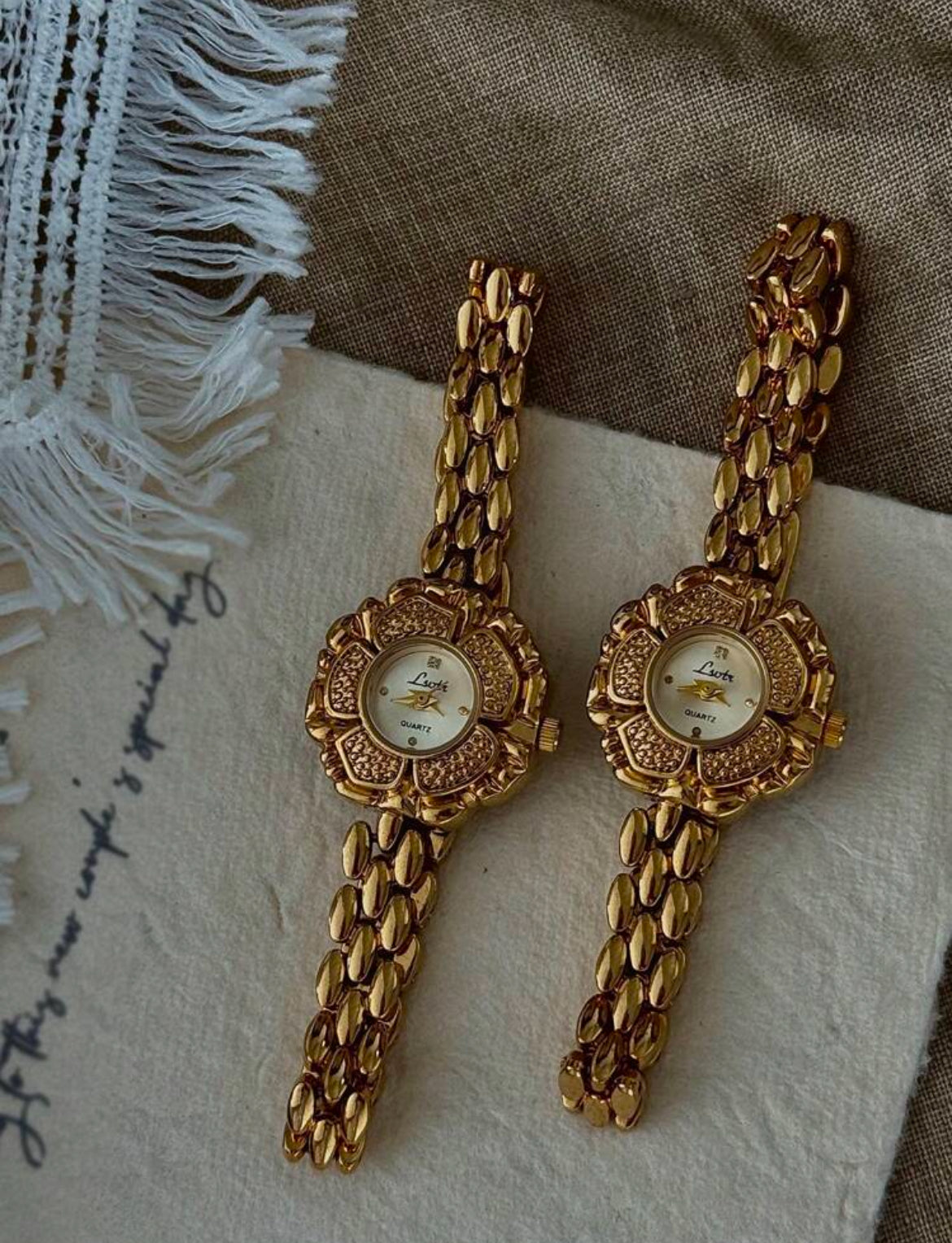 French Style Gold Floral Watch - Elegant & Timeless