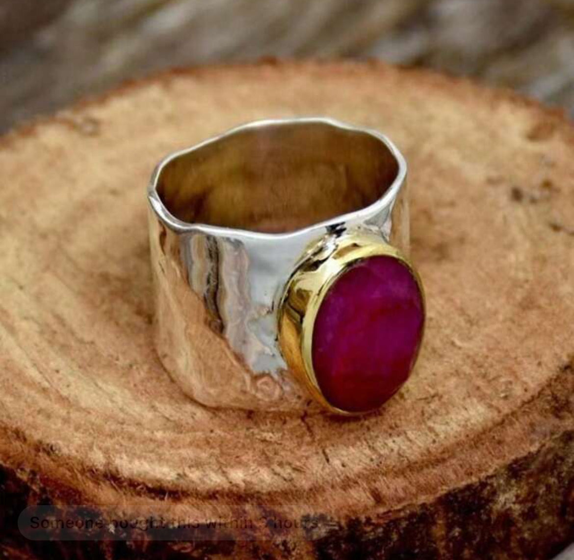 Pink Aura Ring – Silver Vintage Stone Ring