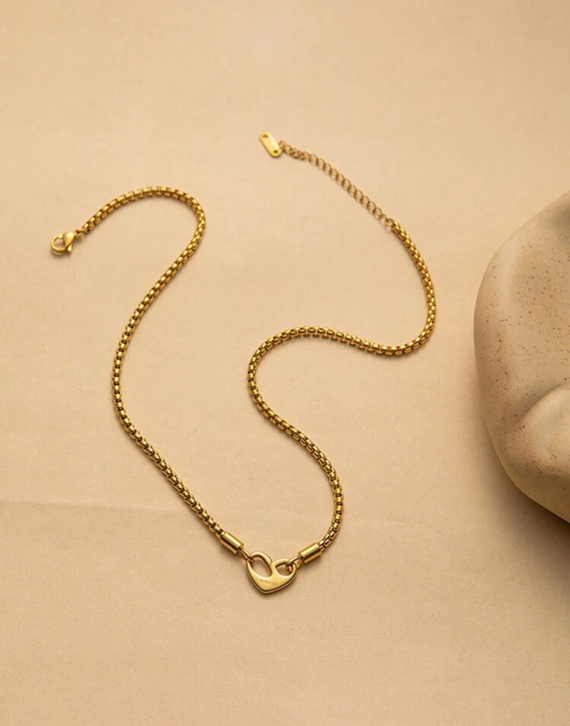 Engraved Heart Pendant Necklace - 18k Gold Plated