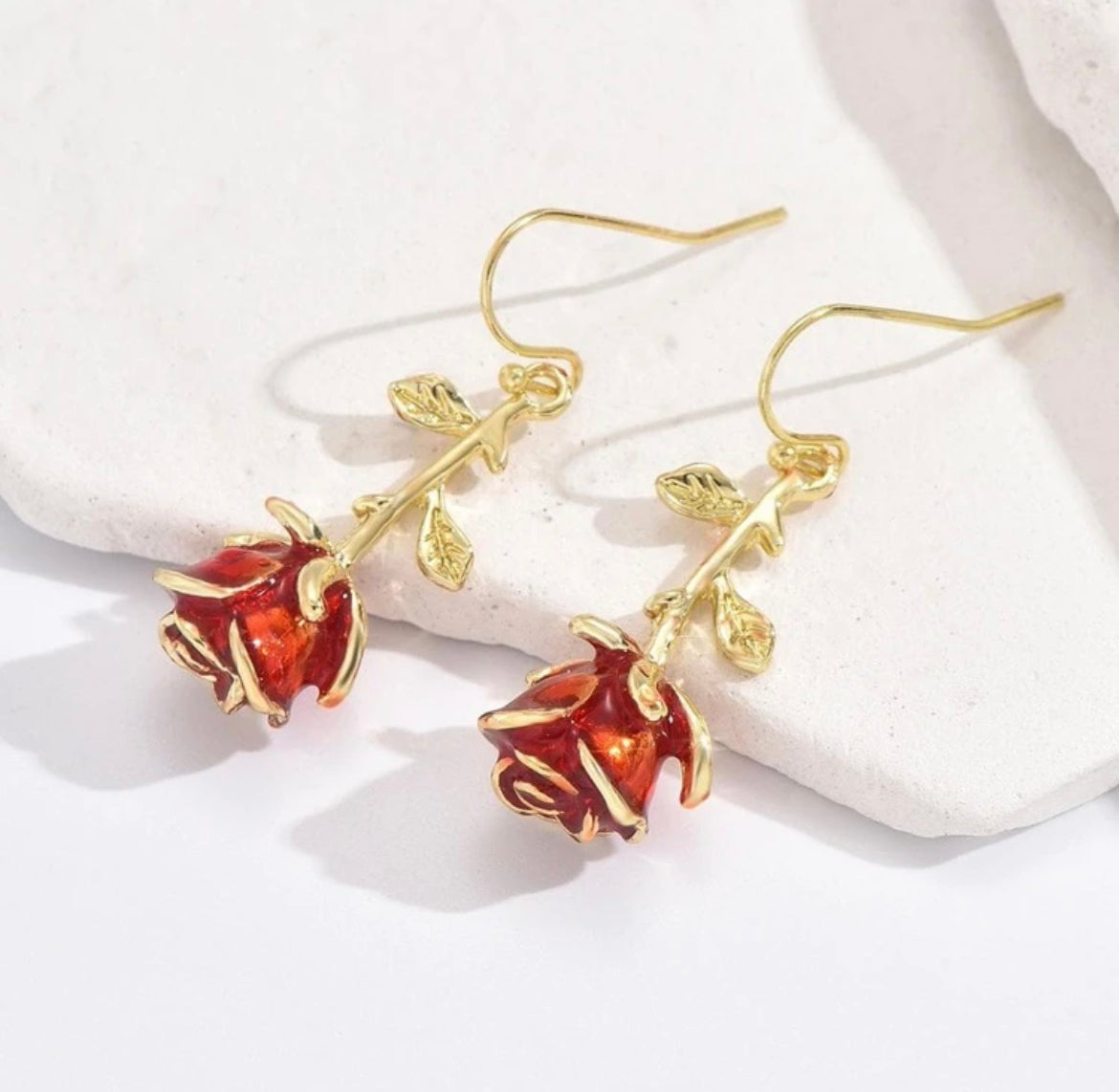 Rose Drop Earrings - Elegant Floral Design