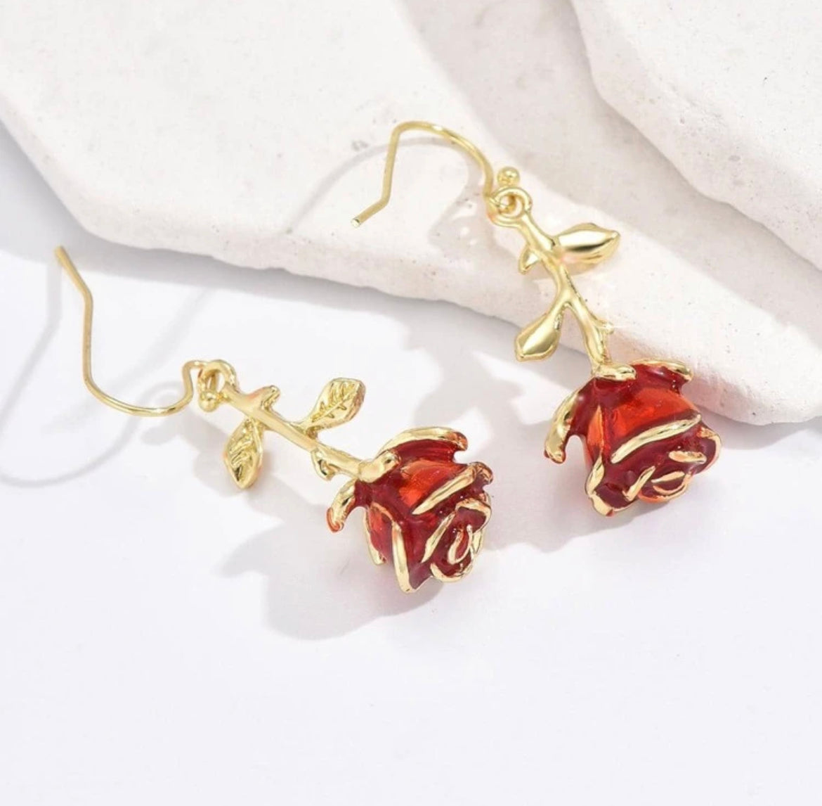 Rose Drop Earrings - Elegant Floral Design