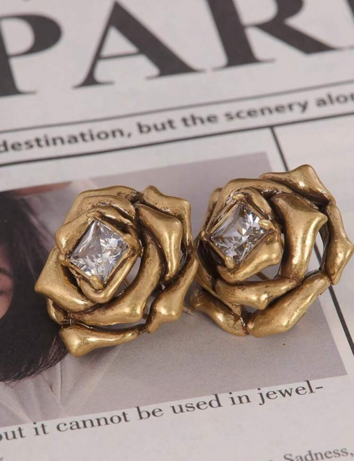 Blooming Rose Earrings – Vintage Charm with Titanium Steel