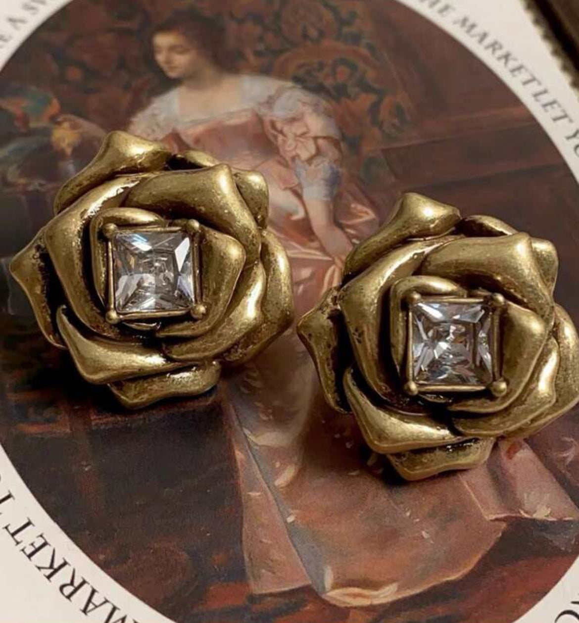 Blooming Rose Earrings – Vintage Charm with Titanium Steel