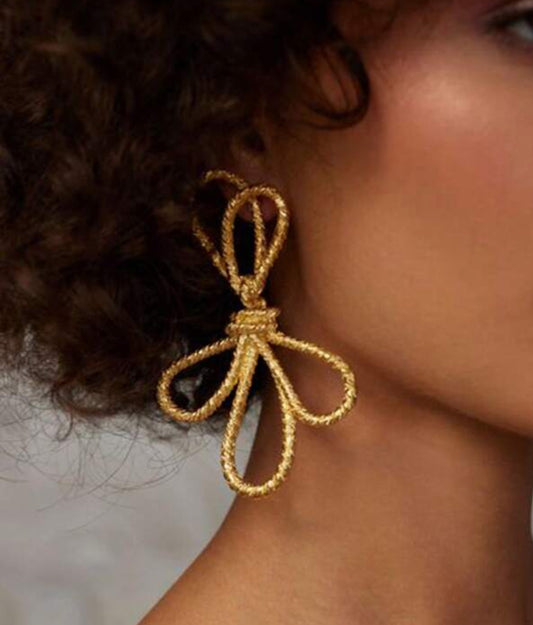 Love Knot Gold Drop Earrings - Vintage-Inspired