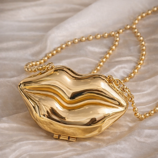 Kiss Lips Mini Bag – Gold
