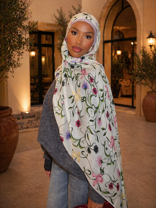 Light Blue Botanical Hijab