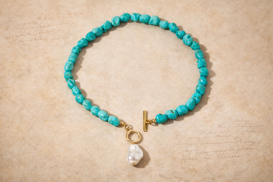 Turquoise & Pearl Pendant Necklace