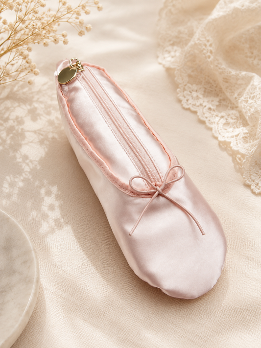 Ballet Slipper Satin Cosmetic Pouch