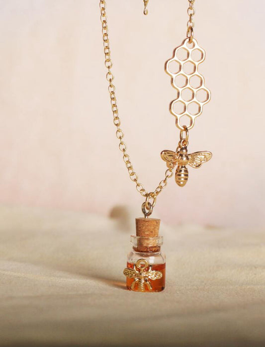 Honey + Bee Pendant Necklace