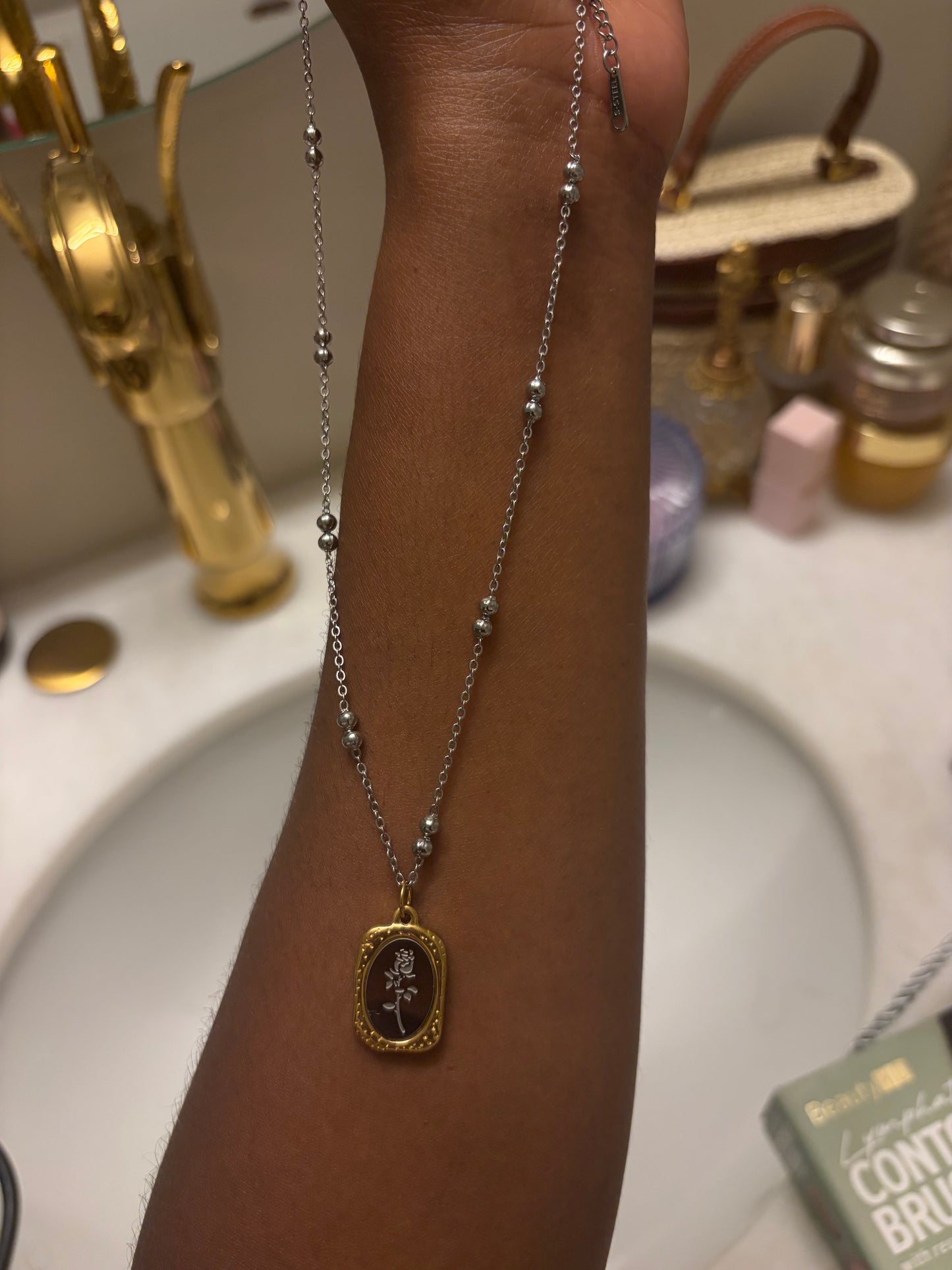 Rose Portrait Pendant Necklace