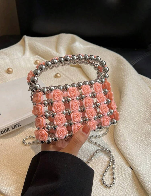 Rose Beaded Crossbody Bag