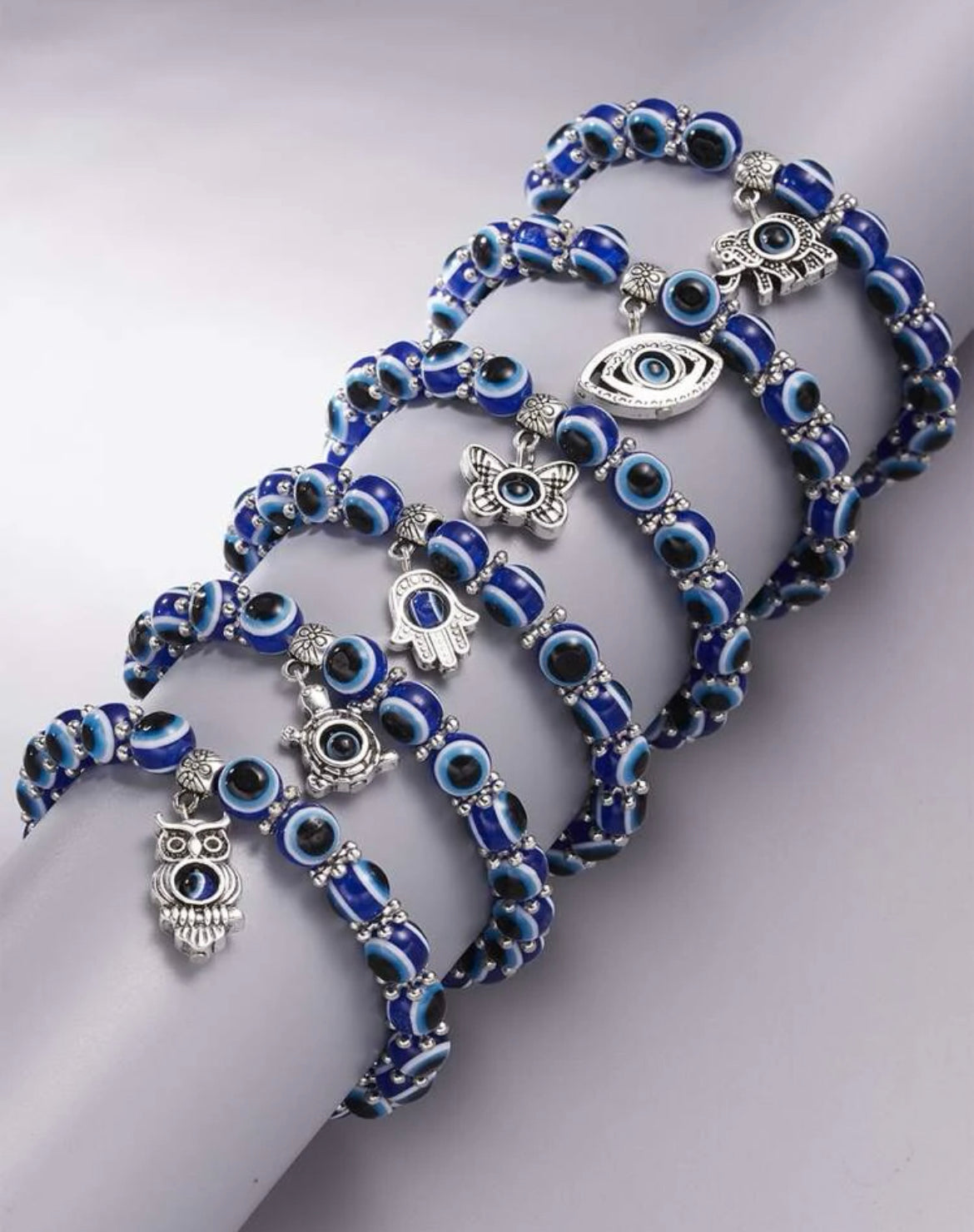 Evil Eye Beaded Charm Bracelet