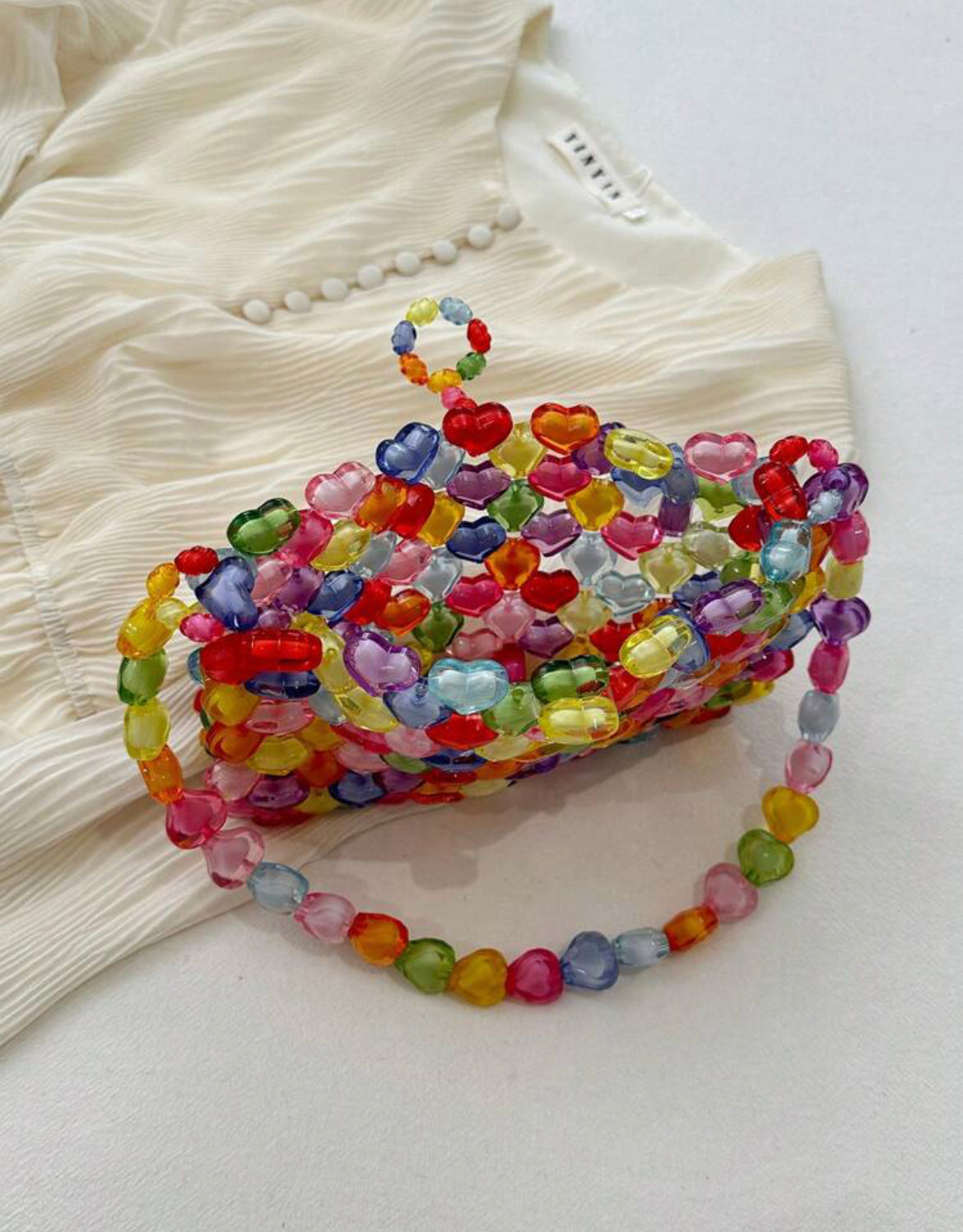 Heart Beaded Shoulder Bag