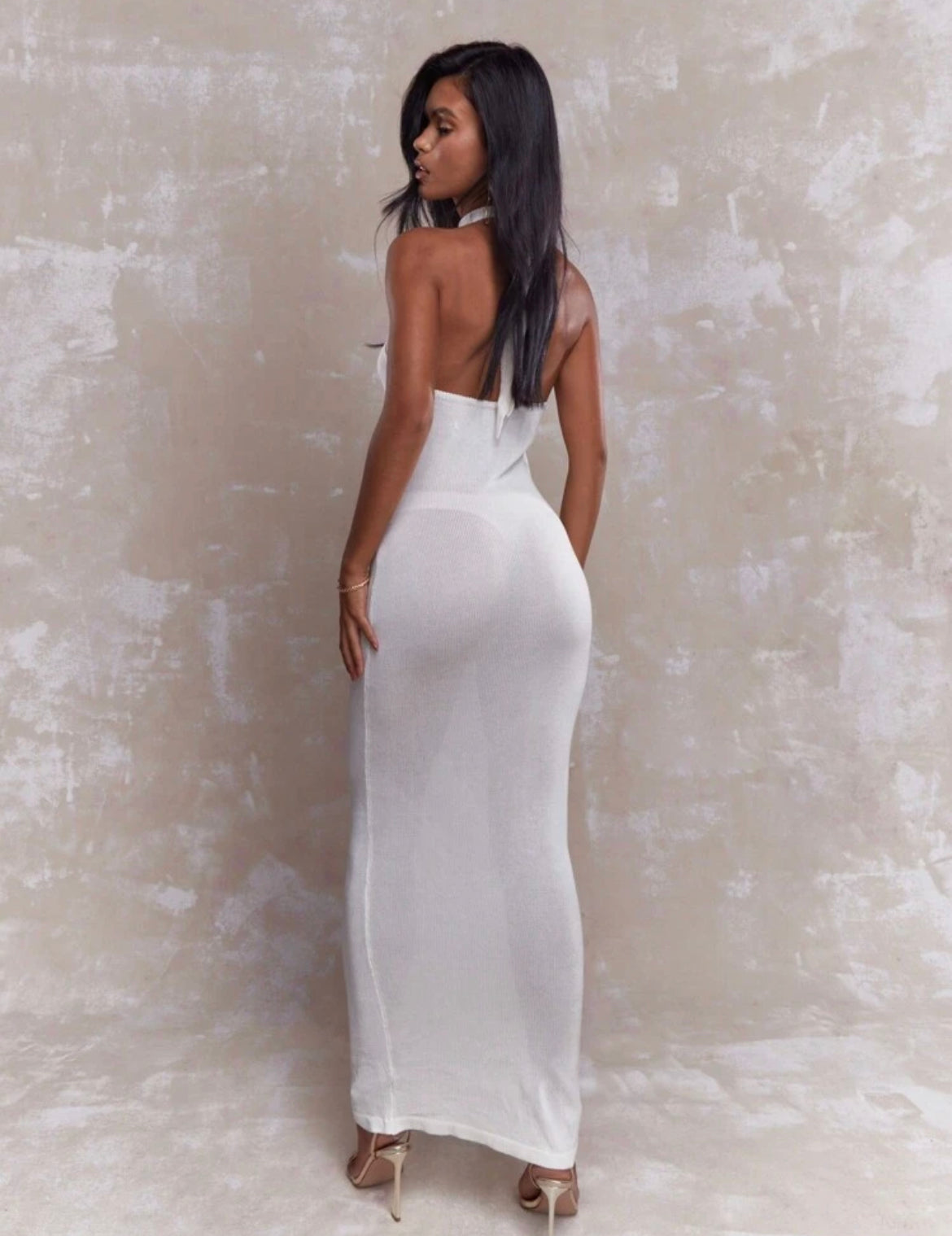 White Halter Maxi Dress