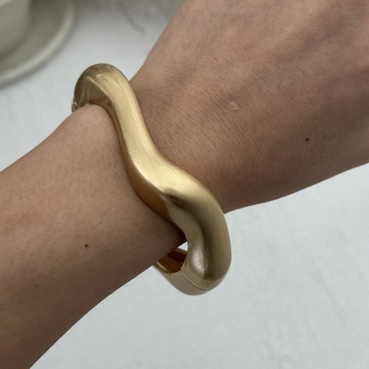 Brushed Gold Modern Wave Bracelet